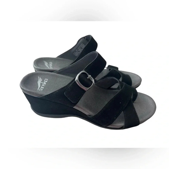 NWOT Dansko Aubree Black Wedge Sandals - Picture 6 of 8